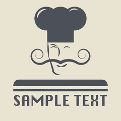 Chef with a mustache icon or sign, vector illustration
