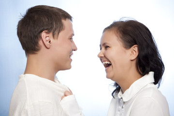 Fototapeta premium Beautiful loving couple smiling