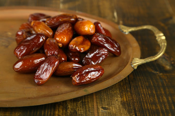 Conceptual photo of Ramadan food:dates palm on tray