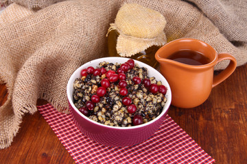 Bowl with kutia -  traditional Christmas sweet meal in Ukraine,