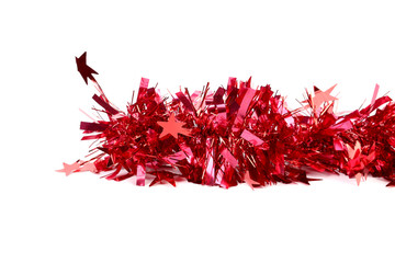 Naklejka premium Christmas red tinsel.