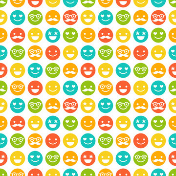 Seamless pattern with color smileys