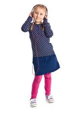 little standing girl with headphones