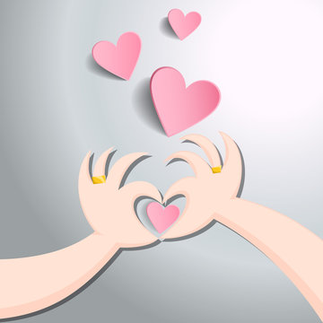 hand heart gesture vector