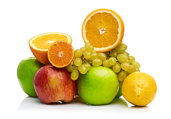 Composition with fruits isolated on a white