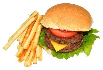 Double Cheeseburger And Fries