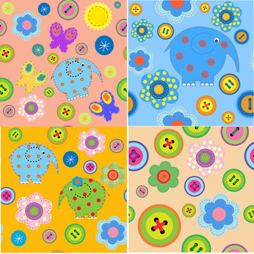 Set of seamless patterns with children's crafts