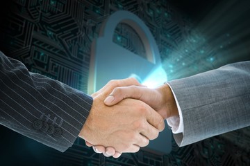 Composite image of business handshake