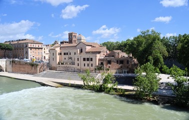 Fototapeta na wymiar Roman bridge - river Tiber