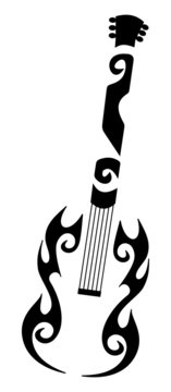 tribal tattoo of a guitar