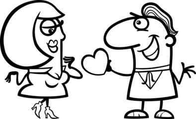 couple in love cartoon coloring page