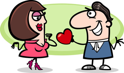 couple in love cartoon illustration
