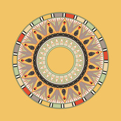 Egyptian national antique round pattern, vector.