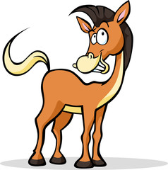 cool funny horse cartoon standing and smiling