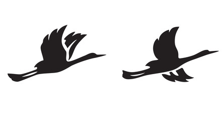 black silhouettes of flying birds - vector illustration