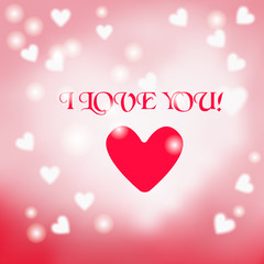 Postcard with a heart on a light background with a Declaration