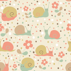 Snail seamless pattern.