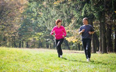 seniors couple jogging