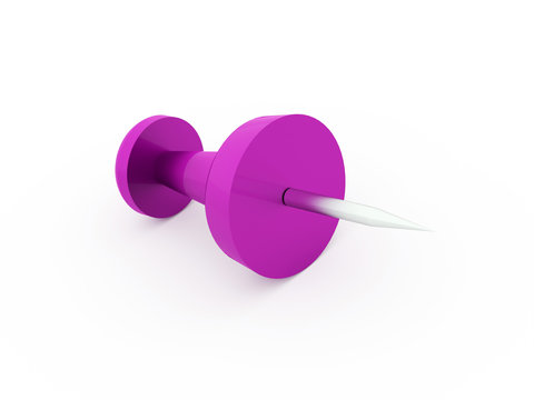 Pink Push Pin Rendered And Isolated