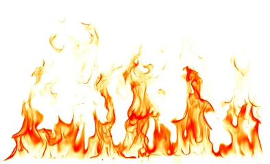 Tuinposter Vlam Vuur vlammen geïsoleerd op witte achtergrond