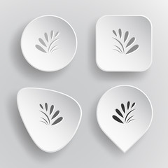 Plant. White flat vector buttons on gray background.
