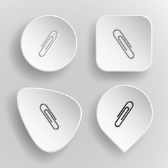 Clip. White flat vector buttons on gray background.