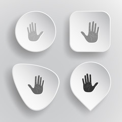 Obraz premium Stop hand. White flat vector buttons on gray background.