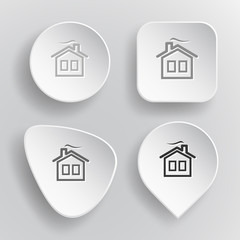 Home. White flat vector buttons on gray background.