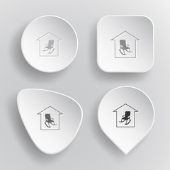 Home comfort. White flat vector buttons on gray background.