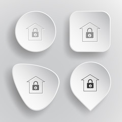 Bank. White flat vector buttons on gray background.