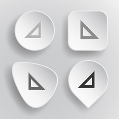 Triangle ruler. White flat vector buttons on gray background.