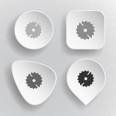 Circ saw. White flat vector buttons on gray background.