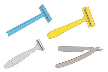 cartoon image of shaving blades set