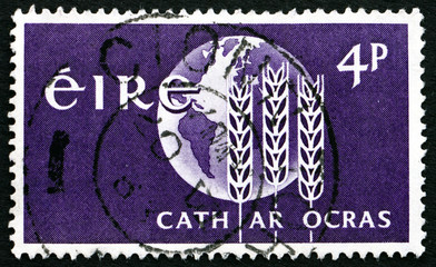 Postage stamp Ireland 1963 Wheat Enblem and Globe