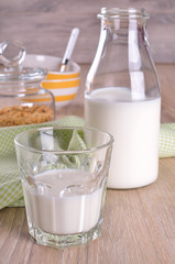 Glass and bottle of milk