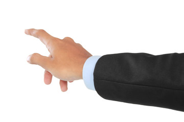 businessman hand pushing virtual screen