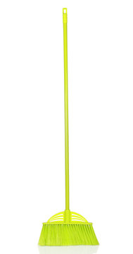 green plastic broom