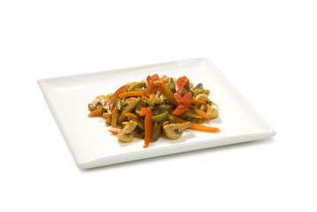 steamed vegetables and mushrooms