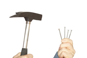 Hammer mit Nägel
