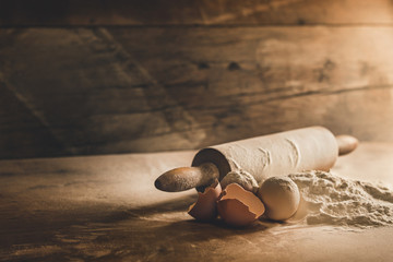 Baking ingredients: eggs and flour