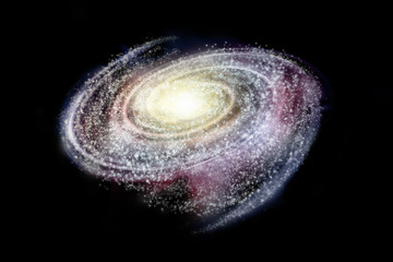 Illustration of a distant spiral galaxy in deep space - obrazy, fototapety, plakaty
