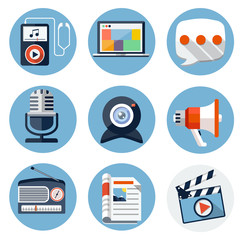 Media Flat Icons for Web and Mobile Applications