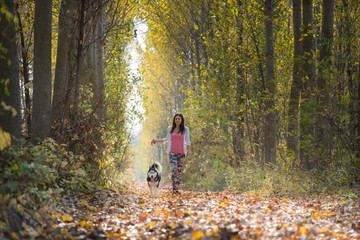 Fototapeta premium Girl with her dog
