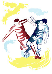 Obraz premium football players - struggle in watercolor