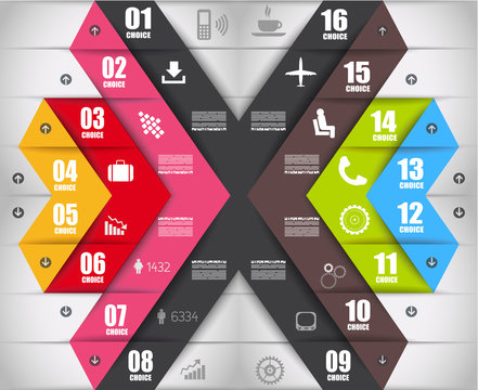 Infographic design template with paper tags.