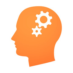 Shiloueted head with an icon