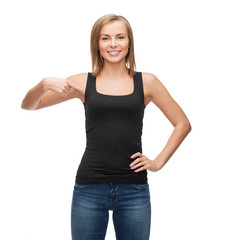 Fototapeta premium woman in blank black tank top