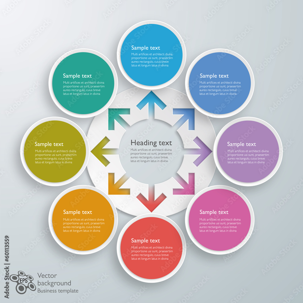 Sticker infographics vector background 8-step process