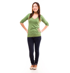 Full body of cheerful beautiful woman