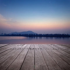 Fototapeta na wymiar The view of lake with sunset